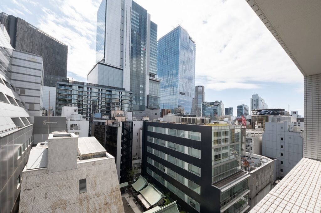 テラス渋谷美竹のバルコニーからの眺望写真（THE BRIDGE株式会社撮影）